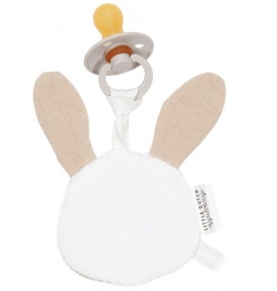 Doudou attache-sucette mousseline Lapin Beige