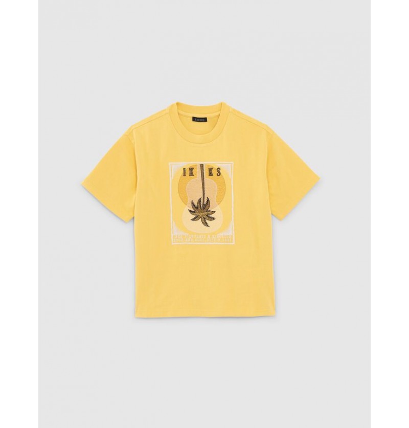 T shirt jaune palmier Ikks