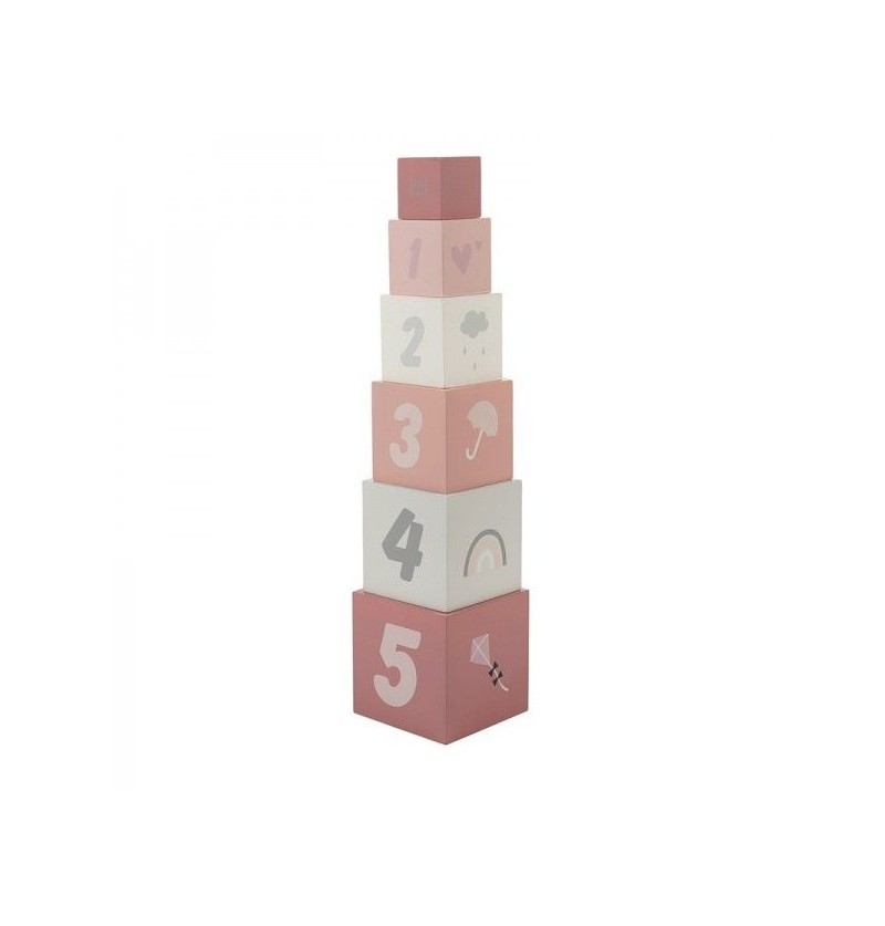 Cubes à empiler rose Label...