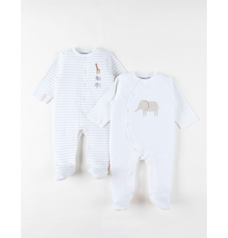Lot de 2 pyjamas écru/beige...