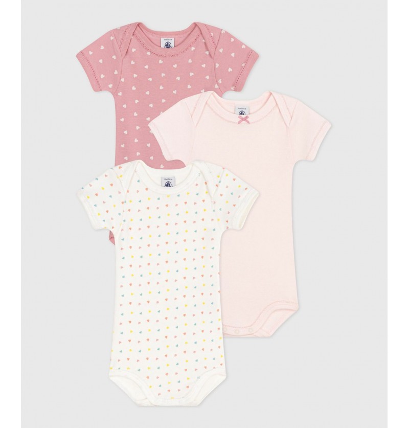Lot de 3 body coeur manches...