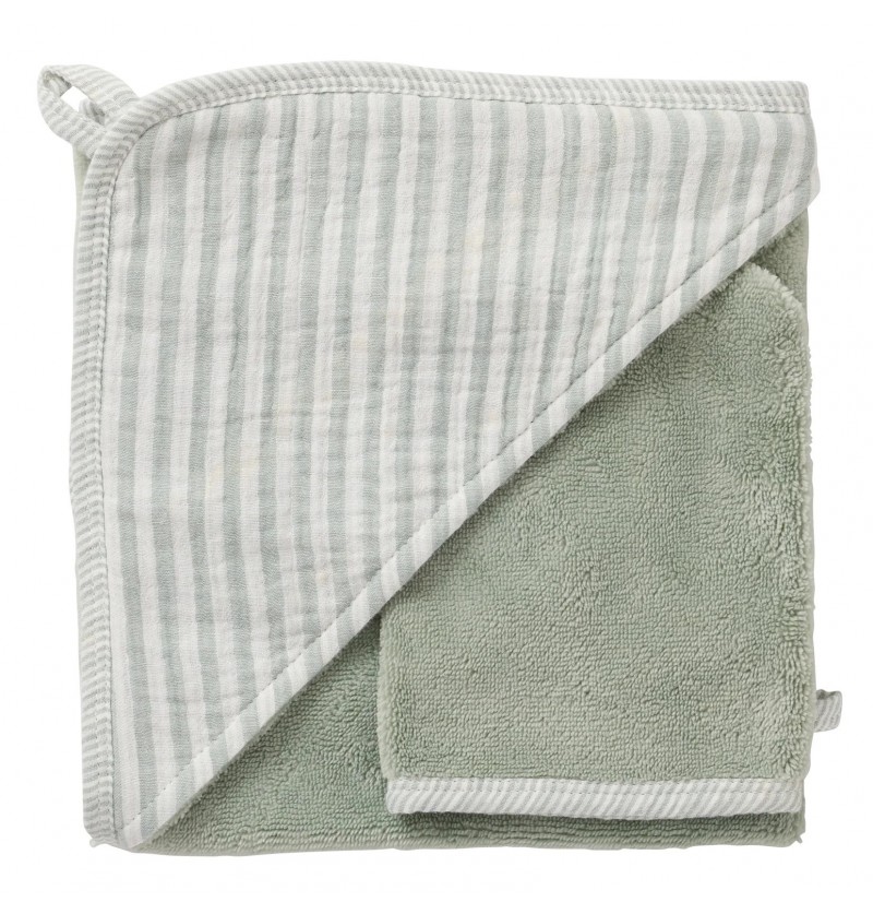 Cape de bain avec gant vert...