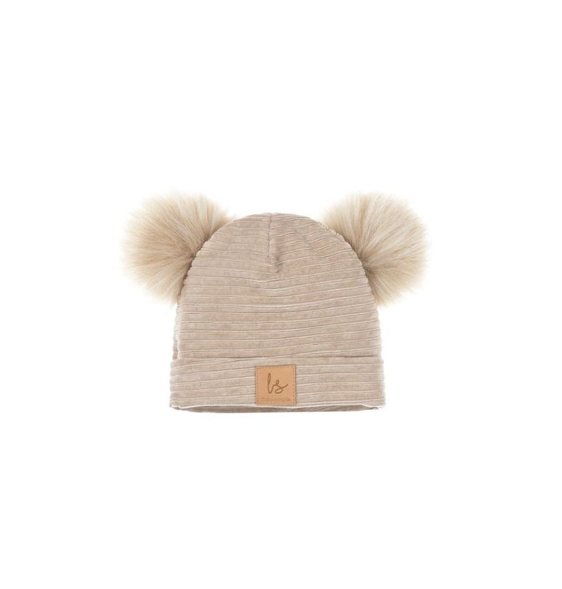 Bonnet Pompom Bear Beige...