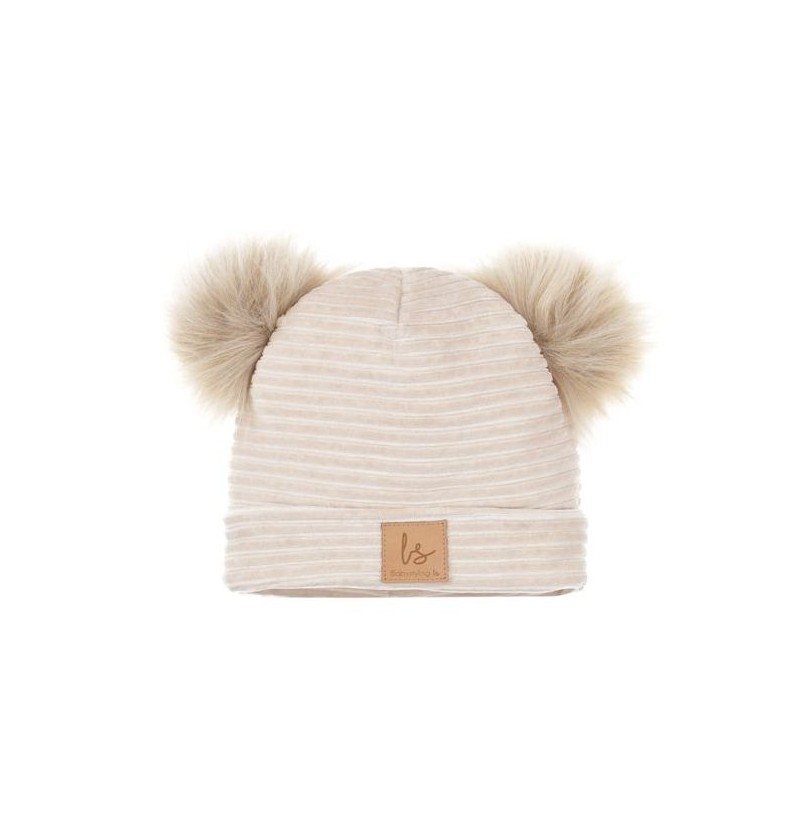 Bonnet Pompom Bear Sand...
