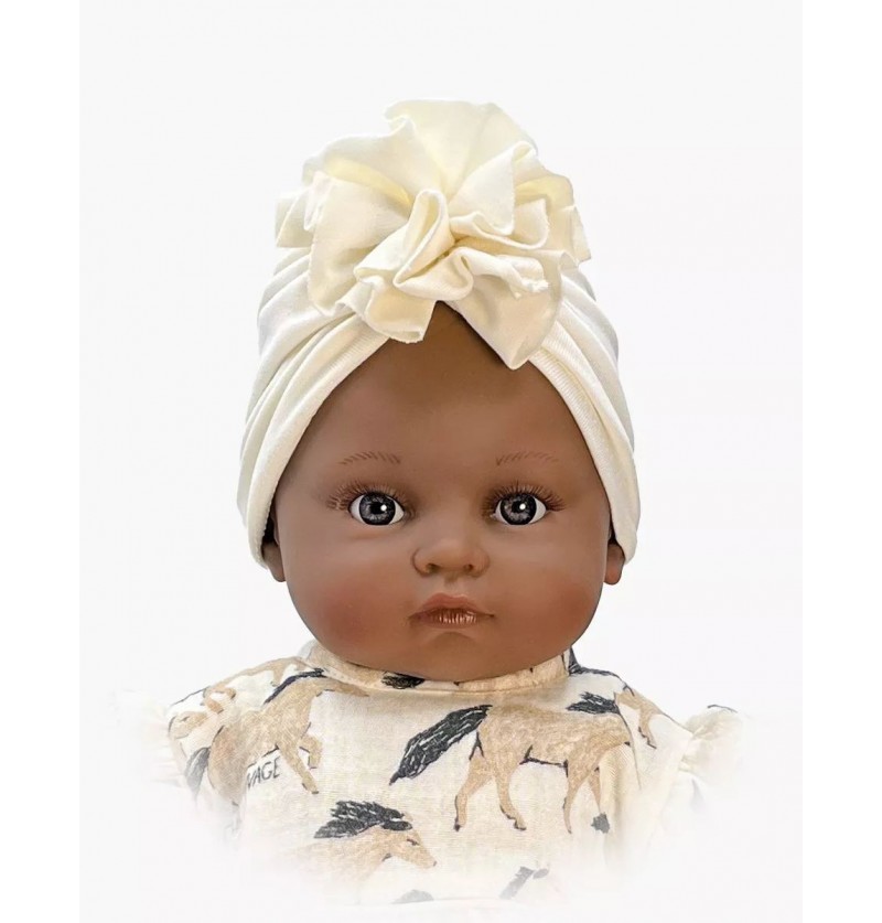 Turban fleur en jersey écru...