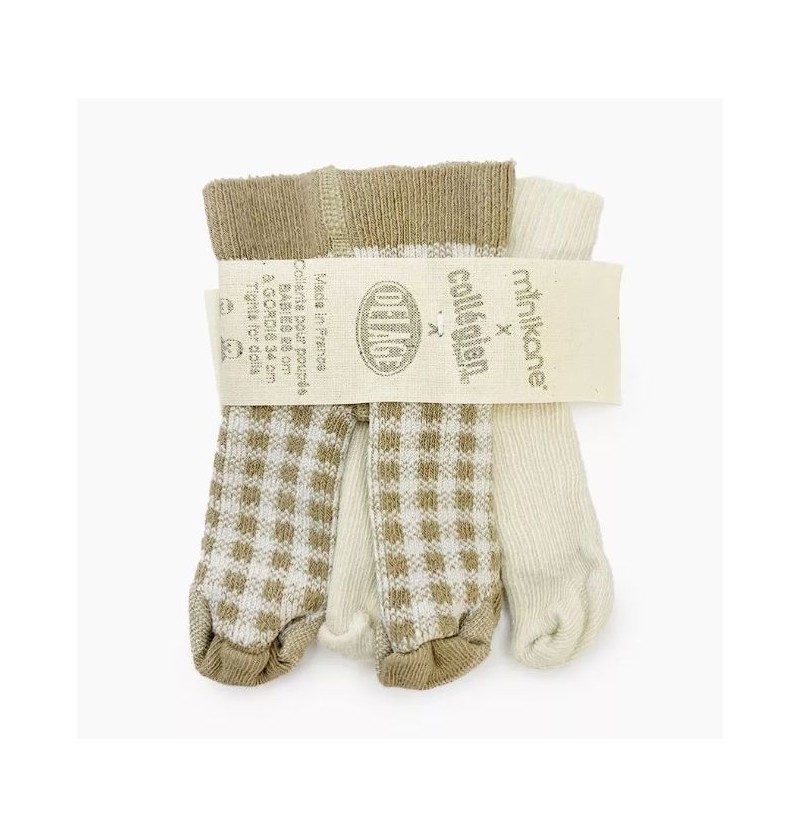 Collant carreau taupe pour...