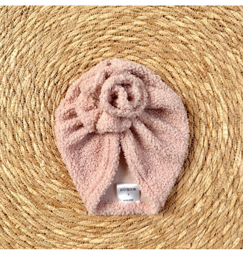 Turban fleur bouclette rose...