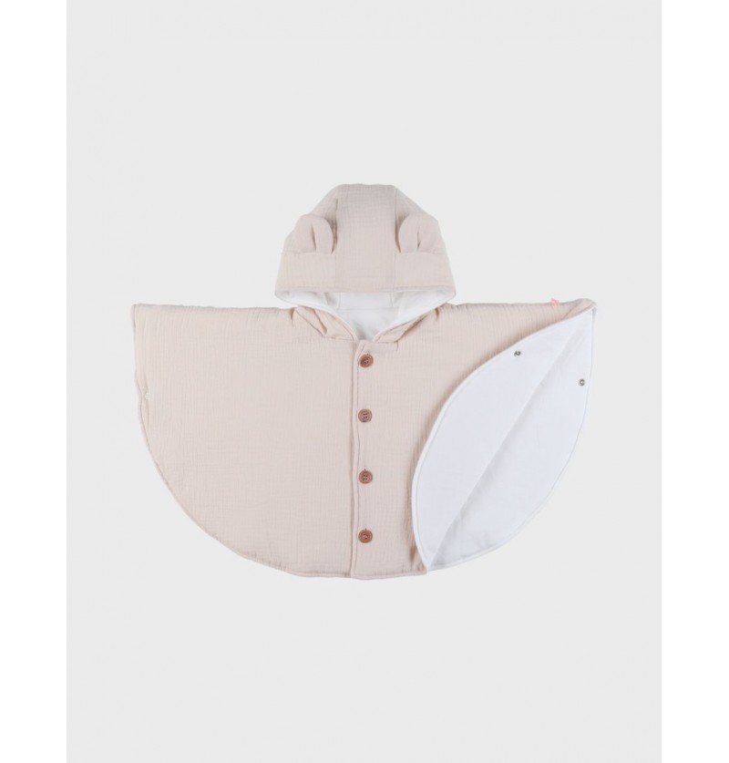 Poncho en mousseline beige...