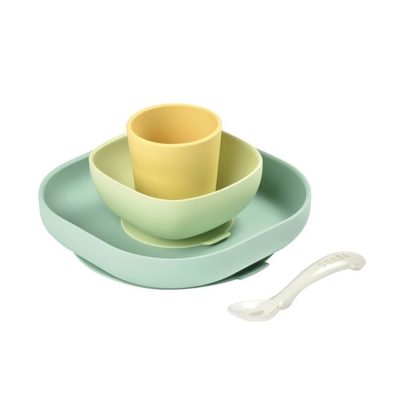 Coffret repas en silicone 4 pièces Yellow Beaba