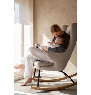 Fauteuil d'allaitement Gliding Chair- Blanc - Coussins Linen Gris - Les  bébés du bonheur