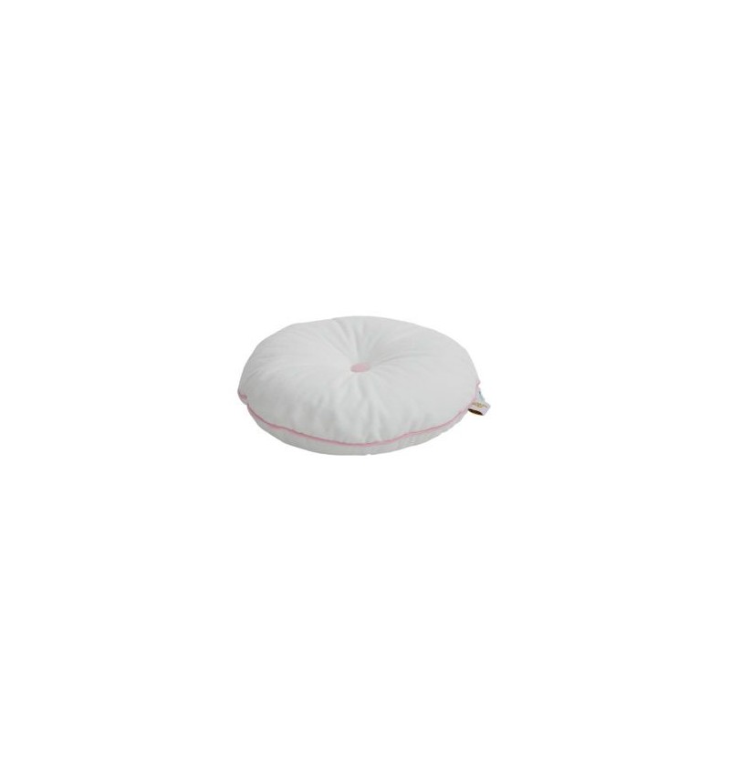 Coussin bouton blanc /rose...