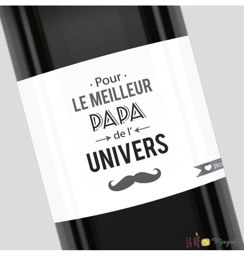 Etiquette bouteille de vin pour le meilleur papa de l'univers La vie en  magenta